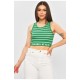 Топ-майка у рубчик жіноча зеленого кольору 179911L Топ-майка у рубчик жіноча зеленого кольору 179911L