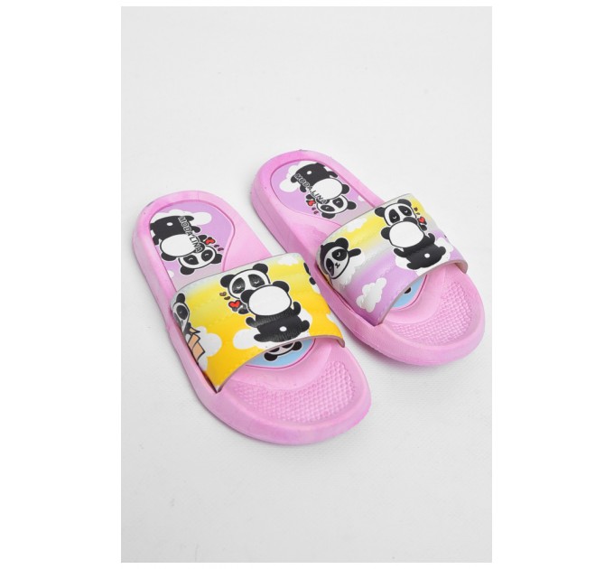 Шльопанці дитячі резинові бузкового кольору з малюнком 180510L