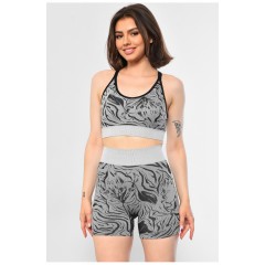 Спортивний костюм жіночий літній сірого кольору 180769L