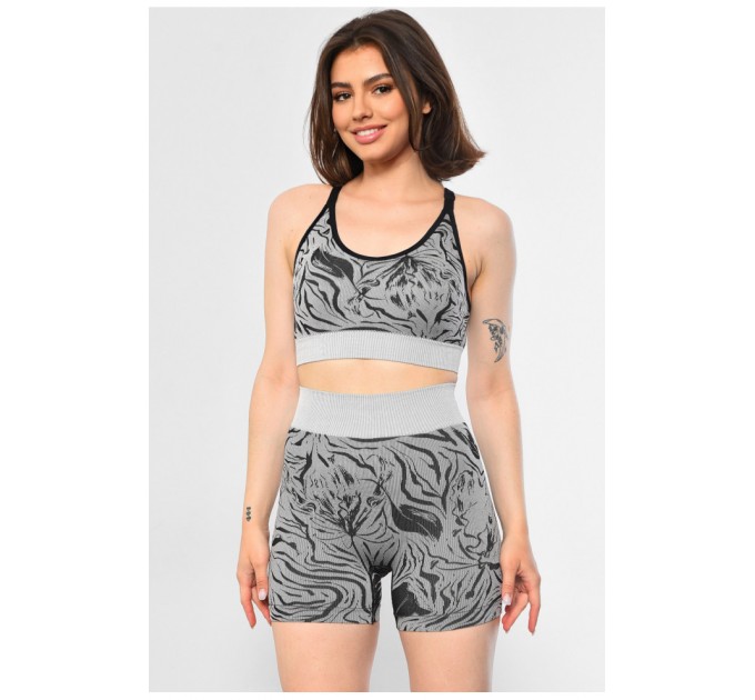 Спортивний костюм жіночий літній сірого кольору 180769L