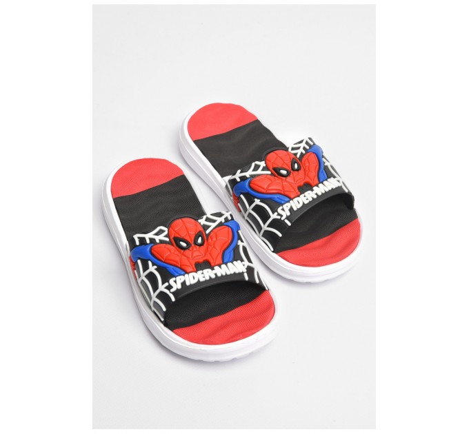 Шльопанці дитячі для хлопчика чорного кольору з людиною-павуком 181119L