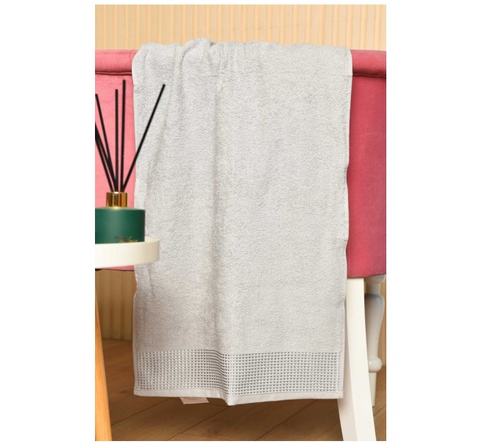 Рушник для обличчя махровий сірого кольору 182112L