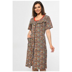 Халат женский полубатальный с принтом цвета хаки 182264L