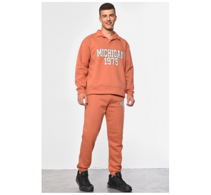 Спортивний костюм чоловічий на флісі помаранчевого кольору 183643L
