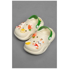 Кроксы детские молочного цвета с украшениями 183821L