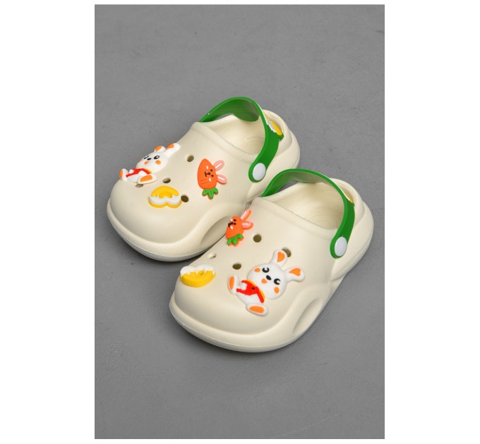 Кроксы детские молочного цвета с украшениями 183821L