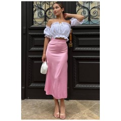 Спідниця шовкова рожевого кольору 184150L