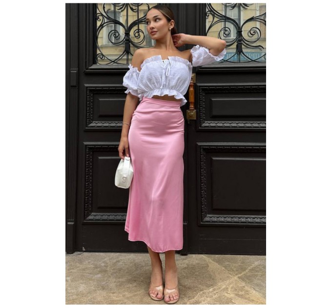 Юбка шелковая розового цвета 184150L