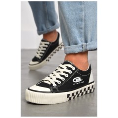 Кеди жіночі чорного кольору на шнурівці текстиль 184226L