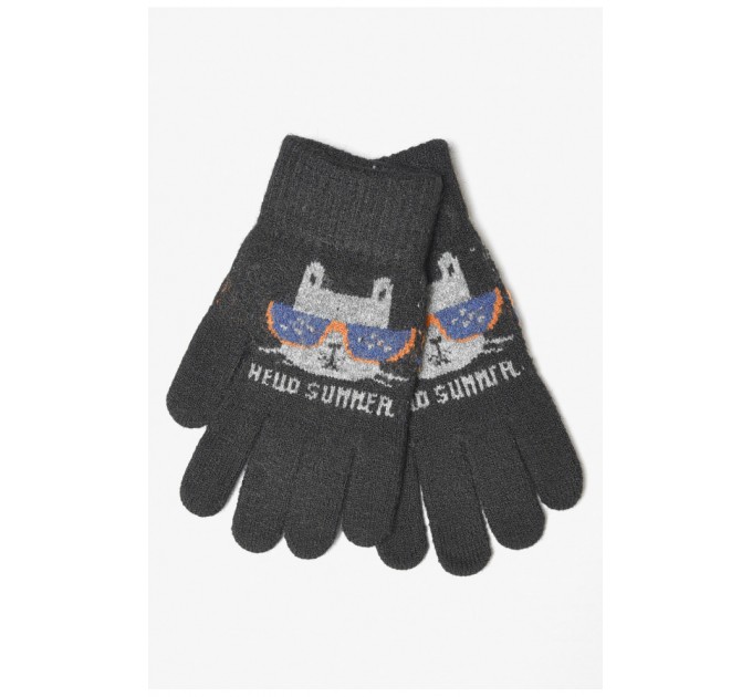 Детские перчатки с начесом черного цвета 185143L