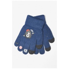 Детские перчатки с начесом темно-синего цвета 185188L