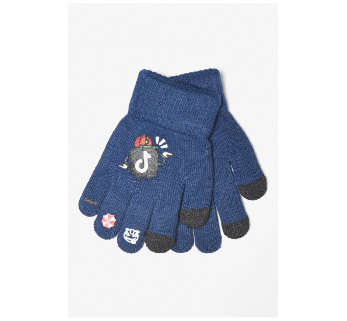 Детские перчатки с начесом темно-синего цвета 185188L