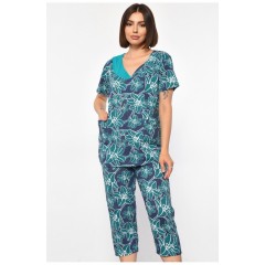 Костюм домашній жіночий напівбатальний зеленого кольору з принтом 185752L