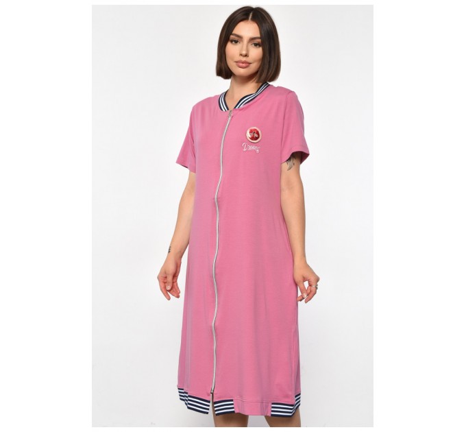 Халат жіночий батальний з принтом рожевого кольору 185807L