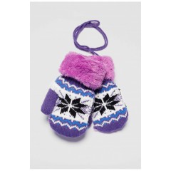 Детские перчатки на меху фиолетового цвета с рисунком 186495L
