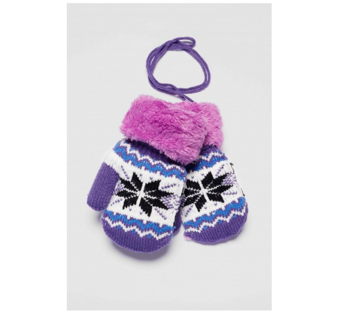 Детские перчатки на меху фиолетового цвета с рисунком 186495L