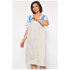 Нічна сорочка напівбатальна жіноча білого кольору з квітковим принтом 186997L