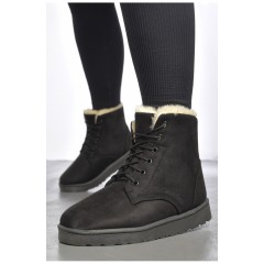 Черевики жіночі зимові на хурті чорного кольору 187031L