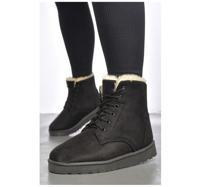 Черевики жіночі зимові на хурті чорного кольору 187031L
