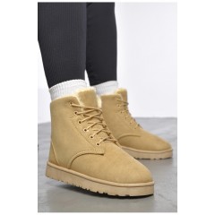 Черевики жіночі зимові на хурті бежевого кольору 187032L Черевики жіночі зимові на хурті бежевого кольору 187032L