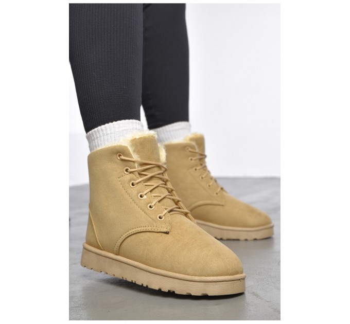 Ботинки женские зимние на бежевом меху 187032L