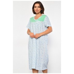 Нічна сорочка напівбатальна жіноча білого  кольору з квітковим принтом 187044L