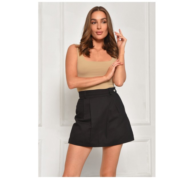 Спідниця-шорти жіноча однотонна чорного кольору 187245L