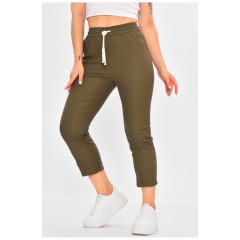 Бриджі жіночі однотонні кольору хакі 187327L