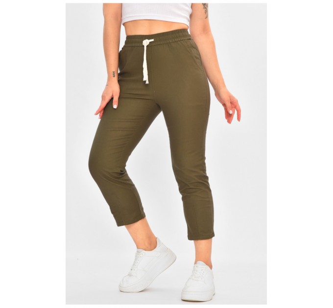 Бриджі жіночі однотонні кольору хакі 187327L