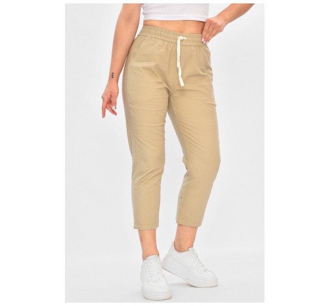 Бриджі жіночі однотонні бежевого кольору 187331L