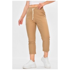 Бриджи женские однотонные светло-коричневого цвета 187333L.