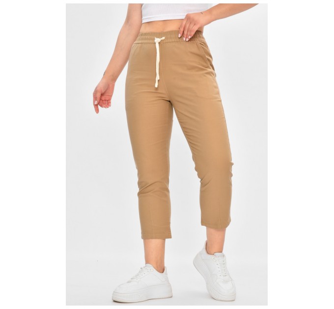 Бриджі жіночі однотонні світло-коричневого кольори 187333L