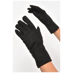 Перчатки женские замшевые на искусственном меху черного цвета 187433L