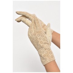 Перчатки женские текстильные сенсорные молочного цвета 187508L
