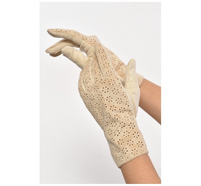 Рукавички жіночі текстильні сенсорні молочного кольору 187508L