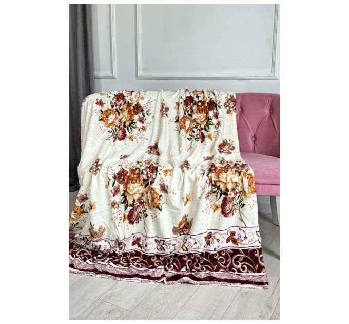 Плед молочного цвета с принтом размер 200*230 187675L