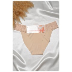 Труси жіночі бежевого кольору з мереживом 188651L