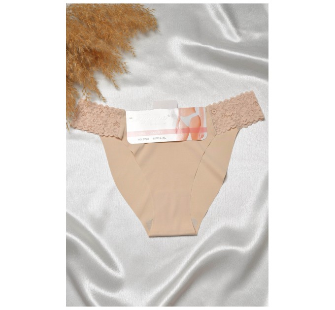 Труси жіночі бежевого кольору з мереживом 188651L