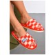 Капці домашні жіночі червоного кольору з відкритим носком 188983L