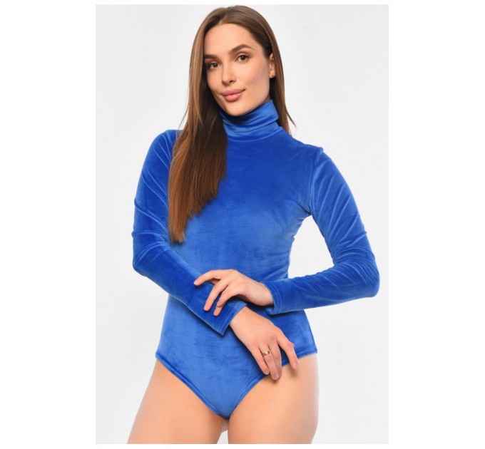 Боди женское велюровое однотонное синего цвета 189379L