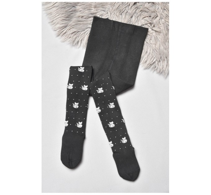 Колготи дитячі махрові для дівчинки чорного кольору 189595L