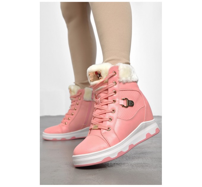 Черевики жіночі зимові на хурті рожевого кольору 189773L