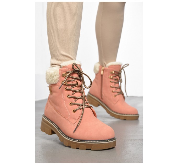 Черевики жіночі зимові на хурті пудрового кольору 189774L