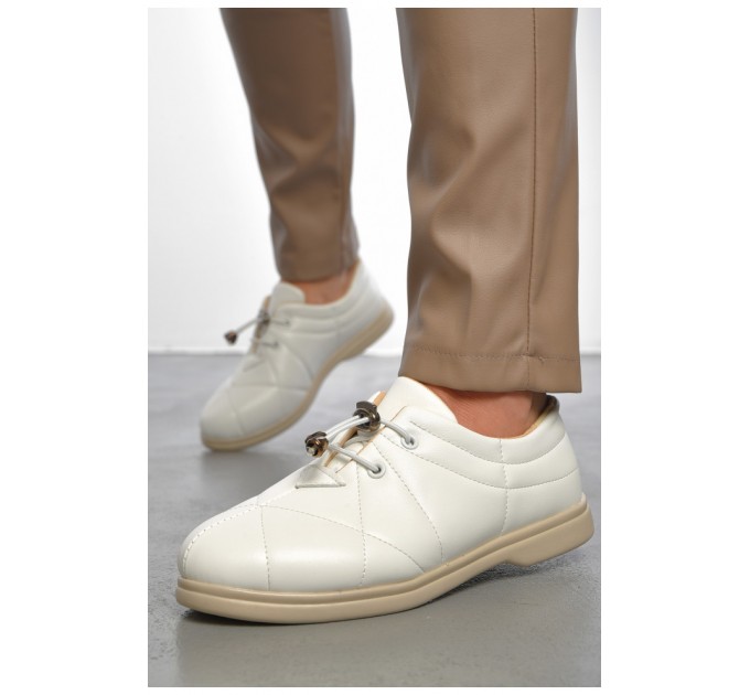 Туфлі жіночі білого кольору на шнурівці 189865L