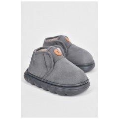 Капці дитячі сірого кольору на хутрі 190102L Капці дитячі сірого кольору на хутрі 190102L