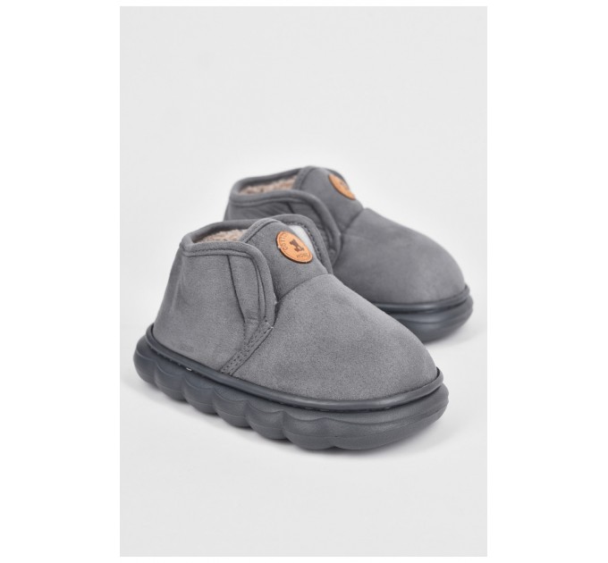 Капці дитячі сірого кольору на хутрі 190102L