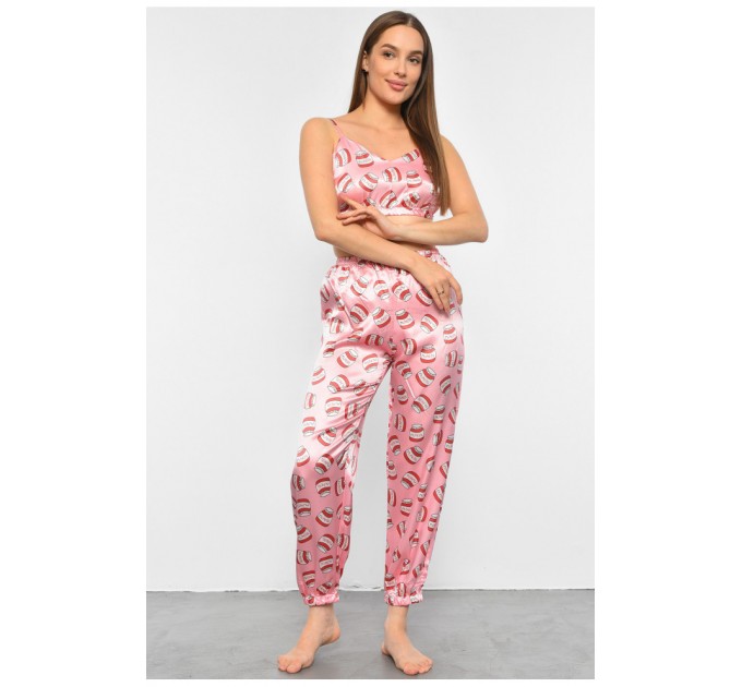 Женская пижама с рисунком розового цвета 190406L