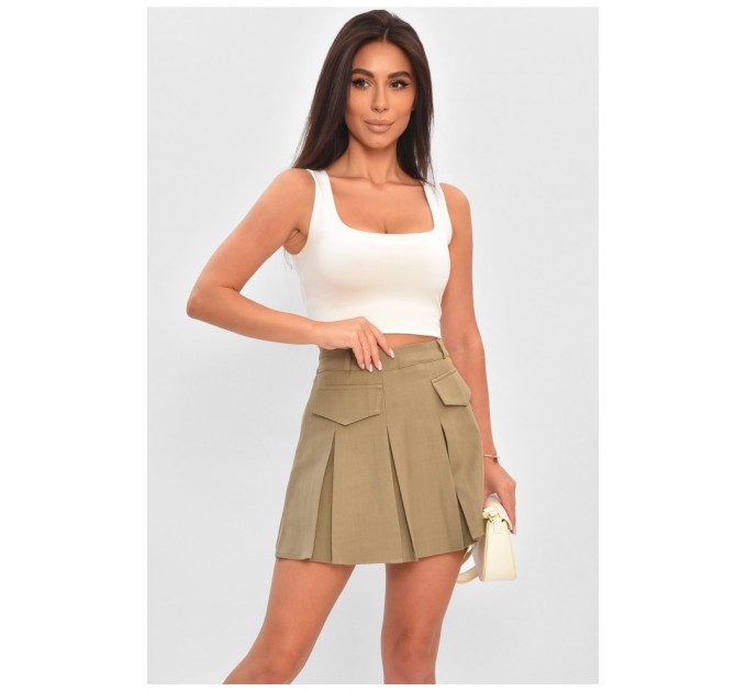 Спідниця жіноча однотонна кольору хакі 190638L