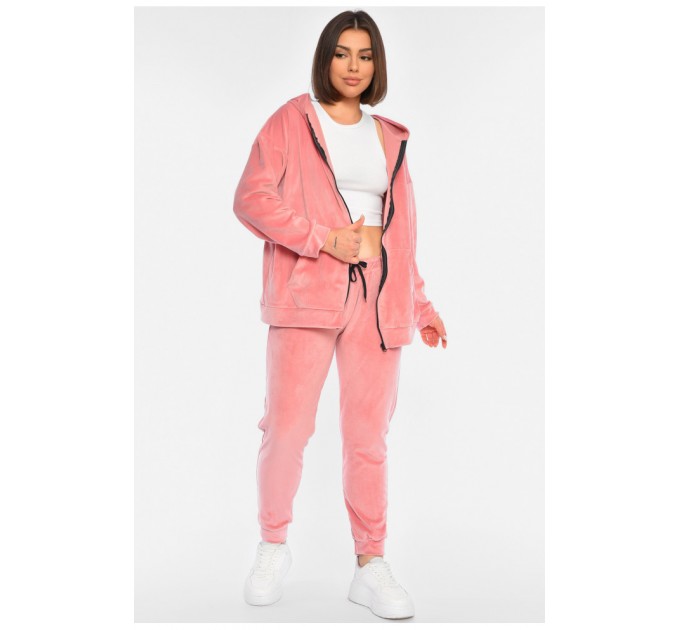 Костюм жіночий напівбатальний велюровий рожевого кольору 190677L