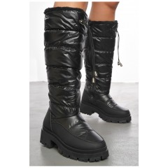 Чоботи жіночі зимові на блискавці чорного кольору 190892L